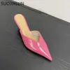 Suojialun Fashion Spring Brand Sandals Женщины New 2024 Pink Ladies Elegant Thin High Heel Shoes Press Pless Sandal T230208 4