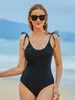 Maillots de bain pour femmes solide noir une pièce femmes 2023 maillot de bain pour femmes Vintage plage maillots de bain Bandage Monokini dos nu femme body