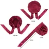 2023 Nya h￥rtillbeh￶r Stor s￶mnlock fast f￤rgimitation Silk Satin Kvinnor H￥rkappar Bindande Bow Round Hat Pannbandets motorhuv