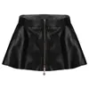 Skirts Womens PU Leather Sexy Mini For Club Bar High Waist Front Zipper Pleated Short Skirt Rave Party Clubwear