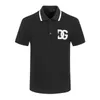 Polo masculino de luxo preto e branco de vários estilos camisa lapela manga curta casual bordado 100% algodão marca de algodão moda comercial 3XL#99