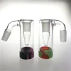 3-Zoll-Glas-Aschefänger-Rauchbong mit 14-mm-Stecker, buntem Silikonbehälter, Reclaimer, dickem Pyrex-Aschefänger, 90 45 Grad für Wasserbongs