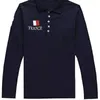 Polo da donna di marca Big Horse Classic National Flag3# Polo slim da donna in cotone a maniche lunghe tinta unita autunno e inverno Lady Fashion Femmen