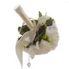 Fiori decorativi Bouquet da sposa artificiale Bouquet da sposa fatto a mano con fiori di seta per le damigelle d'onore