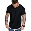 T-shirts pour hommes mode manches plissées hommes T-shirt rayé épaule drôle Hip Hop hauts coupe ajustée t-shirts d'été courts MY074