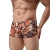 Mutande Intimo maschile Uomini sexy Boxer Mutande Mutandine Homme Fiori stampati Cueca Custodia per pene da uomo Boxer Gay