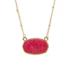 Necklaces Resin Oval Druzy Necklace Gold Color Chain Drusy Hexagon Style Luxury Designer Brand Fashion Jewelry for Women