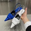New Sandals Sandal Suojialun 여성 봄 2024 년 브랜드 패션 플라인드 슬립에 노동자 우아한 슬링 백 얇은 하이 펌프 신발 T230208 87