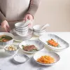 Plattor Nordic Minimalism Style White Rishes Set Ceramic Table Seares Ris Salad Noodles Bowl for Family El 1PC