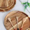 Assiettes plateau rond en bois pour Fruits Ins, assiette à Dessert en bois d'acacia, organisateur de rangement de cuisine, décoration vaisselle de maison