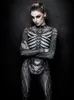 Женские комбинезоны Rompers Halloween Skeleton Printed Bodysuit Cosplay Costumes Suit Women Jumpsuit Disfraz Halloween Mujer Scary Costumes 230210