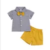 Kläderuppsättningar 2022 Summer Family Matching Clothes Brothersister 2st Clothing Set Baby Boys Girls Shirt Bluusepantshair Band Formal Suit W230210