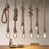 Tak vintage hamp rep hängande lampor attic personlighet industriell e27 inomhusbelysning för loft/vardagsrum/bar retro hängande lampa 0209
