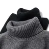 Kvinnors tröjor Cashmere Wool Blend Twisted Knit Kvinnor Fashion Wide Loose Pullover Tröja Öppen Hem Turtle Neck Oregelbunden lång L-XL