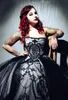 2023 Vintage schwarze Ballkleid Brautkleider Brautkleid trägerlos Perlen Spitze Applikation Tüll abgestufte Rüschen nach Maß Plus Size Vestido de Novia