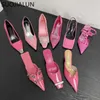 Neue Sandalen Marke Suojialun 2024 Frauen Fashion Spring Pink Speced Ladies Elegant dünne High Heel -Schuhe Kleid Pumps Sandale T230208 969