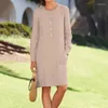 Casual Dresses Dress for Women Linen Cotton Clothing 2023 Spring Summer Female Blus långärmad knapp överdimensionerad ren midi klänning