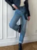 Tasche a bottone singolo con design a risvolto Jean da donna Casual casual 2023 Pantaloni in denim primavera estate 230209