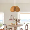 Lights Wooden Pendant Lamps Modern Wood Pumpkin Ceiling light Timber LED E27 Holder Fixture Dining Room Decoration Lighting chandeliers 0209