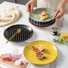 Placas Personalidade de 8 polegadas Apresentação japonesa Plate Western Creation Cerâmica Caseira Cozinha Round Steak