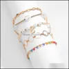 Цепочка звена Bohemian Gold Tassel Bracelets наборы для женщин -ювелирных украшений рук