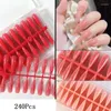 False Nails 240st Bag Solid Color Nail For Extend Tips Tryck på Super Long Stiletto Artificiella naglar