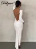 Abiti casual Dulzura Autunno increspato Y2K Vestiti manica lunga Backless O-Collo aderente Abiti longuette per le donne Club Festa di compleanno Elegante 230210