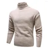 Men's Sweaters Men Sweater Solid Color Pullover Elastic Basic Easy To Match High Collar Knitted Long Sleeve Soft Winter Daily Clothes
