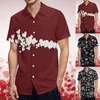 Men's Casual Shirts Mens Valentines Day 3D Digital Printed Pocket Lapels Short Sleeved Shirt Tops Beach Business Holiday Ethnic Print Camisa