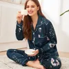 Women's Sleepwear Autumn Winter pajama women Silk Satin pajamas set Long sleeve Shirt with Trouser Sleepwear Loungewear Female Pyjamas Suits Mujer 230209