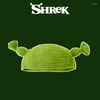 Berets Unisex Monster Shrek Hat Wool Winter Knitted Hats Green Party Funny Beanie Skullies Cap For Women Men Pure Handmade