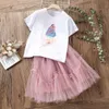 Clothing Sets Cute Baby Kids Summer Skirt Suits for Girls Clothes Short Sleeve Shirt Skrit Party Costumes Children Clothing 8 10 12 13 Years W230210