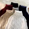 Chandails pour hommes Automne Hiver Pull épais pour hommes épais couleur unie col roulé à manches longues chaud basique classique pull en tricot 230209
