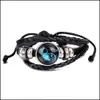 L￤nkkedja mode 12 zodiak konstellation svart l￤der armband armband handgjorda personliga justerbara mtilayer fl￤tade f￶delsedag dhnzq