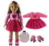 Dolls 1 Set Pink Dress Clothes for 18 American Bitty Baby Handmade Fashion Lovely X89 230209