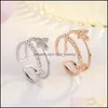 Band Rings Fashionable Nonallergic Double Butterfly Ring Tail White Gold And Rose Creative Cute Jewelry Drop Delivery Dhxsg