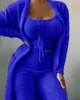 Dames Sleepwear Spring Dames Velvet Pyjamas Set Crop Toplong Pantscoat 3 stuks Home Suit Warm zacht Slapen Woonkleding Pyjama's 3xl 230209