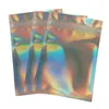 holographic packaging bags PET laser color Aluminum Foil bag Resealable Zip bag One side clear Back plastic packing bag Pouches