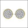 Stud 6mm kubieke zirkonia ronde oorbel voor vrouwen meisje mode cz 18k goud vergulde antiallergy pin sieraden cadeau drop levering oorbellen dhlyz