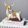 Decorative Objects Figurines Modern Art Graffiti Cow Miniature Ornament Figurines for Interior Home Living Room Decor Desk Accessories Sta 230209