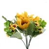 Fleurs décoratives 7 fourchettes bricolage matériel de guirlande tournesol jaune artificiel fleur de mariage fournitures de fête de fête accessoires de décoration de la maison