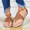 Tofflor 2023 sommar ny öppen tå sandaler sexiga ihåliga lägenheter retro spänne casual flip-flops gladiator sandalias de mujer plus storlek 35 ~ 43 R230210