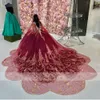 Charro Quinceanera Dresses Ball Gown Spaghetti Riets Vestidos de 15 anos met Cape Mexicaanse zoete 16 -jurk