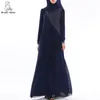 Casual klänningar muslimska kvinnor långärmad hijab klänning maxi abaya jalabiya islamiska klädrock kaftan marockansk modebemann
