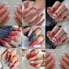 False Nails 24pcs Press On Red Full Cover Long Coffin Christmas Santa Claus Snowflake Fake