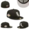 Cappelli aderenti Tutto il logo della squadra Cappelli firmati Snapbacks Ricami Hip Hop Nero bianco Visiera piatta Full size Cappellini chiusi in cotone Baseball fottball Basket sportivo Mix di cappelli