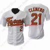 cousu 2022 New NCAA Longhorns Baseball Jersey 21 Roger Clemens College Taille Jeune Adulte Blanc