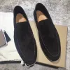 Designer de luxe Loro Chaussures en daim Charmes d'été Embellis Walk Suede Mocassins Couple Véritable Hommes Femmes Cuir Casual slip on flats pour Hommes Femmes chaussures habillées plates