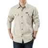 Koszule męskie wiosna jesienna jeansowa Mężczyźni Koszule długie rękaw 100% bawełniany Camiseta Masculina Army Wojskowe Koszule 230210