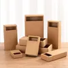 Present Wrap 10st Good Kraft Paper Packing Box Wedding Party Cookie Candy Cake Boxes With Clear PVC Window Delicate Drawer Display 230209